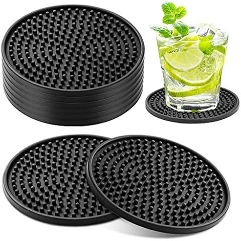 8 PCS Thick Silicone Coasters Set Cover