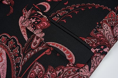 UNINUKOO Mens Floral Blazer Jacket Slim Fit Luxury Party Dinner Tuxedo Suit Jacket for Men US Size 42 Black Red4