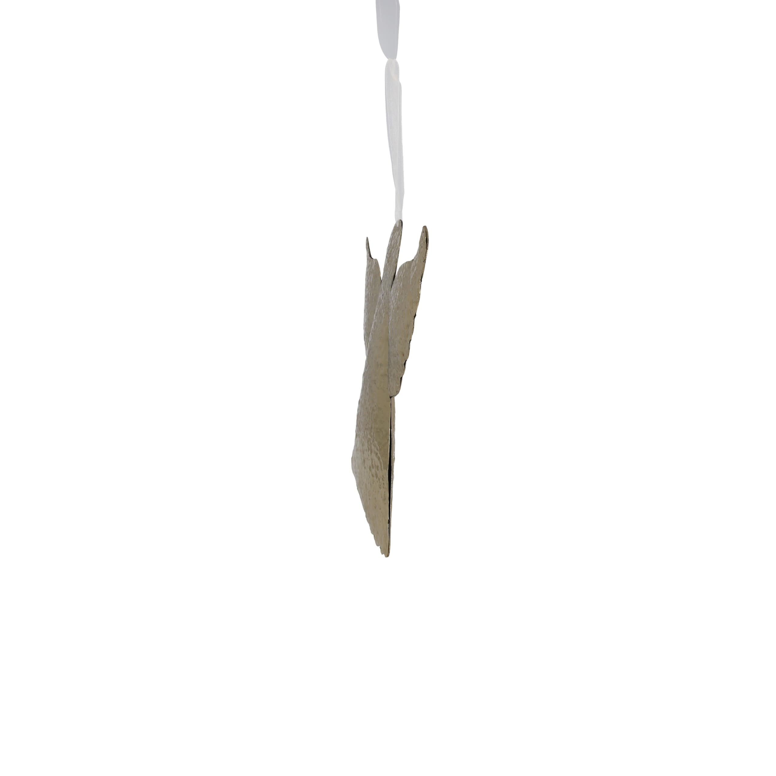 Keyhomestore Zestaw 2 ozdób choinkowych w kształcie anioła, z metalu w kolorze złotym, błyszczącym wykończeniem, z zawieszką, wysokość 13 cm, dekoracja choinkowa