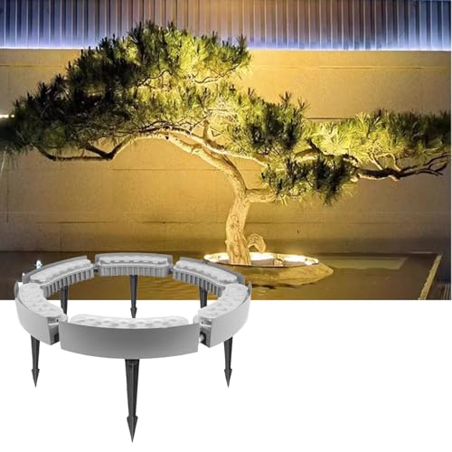 CYHTYM Foco circular para árboles de jardín exterior, 24 V CC, 12 W, para palmeras, iluminación inalámbrica expandible e interconectada.(Warm Light Lamp,6 SETS)