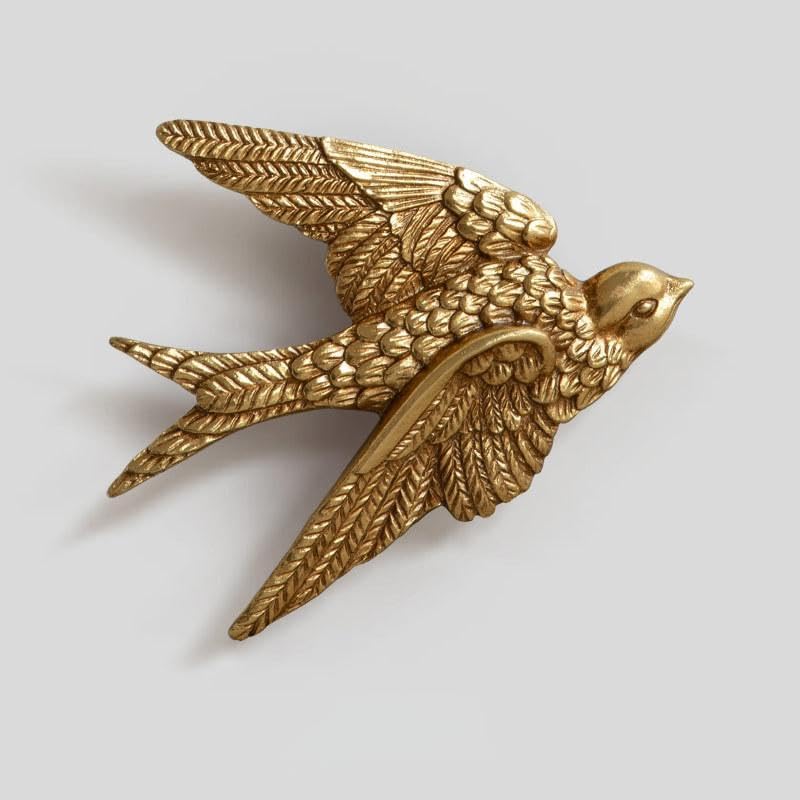 Gold Insect Animal Sculptures Wall Decor, Wall Art Decoration Sculpture Resin Animal Wall Hanging Decoration for Living Room Bedroom Kitchen Gift Modern Home Decor (Flying Swallow,Small)