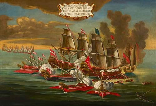 Impression d'affiche sur toile d'un navire turc par l'école maltaise 60x90cm