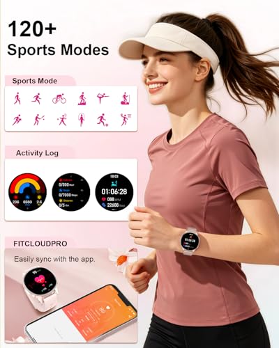 Image of Smart Watch for Women, 1.27 inch Fitness Watch with Bluetooth Make & Answer Calls,24H Heart Rate /SpO2 /Sleep Monitor,120+ Sport Modes IP68 Fitness Tracker Compatible with iOS & Android (4 Straps,Rose Gold)