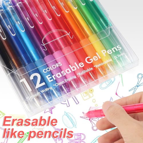 Bolígrafos gel borrables punta fina 0.7mm retractiles miniatura 6