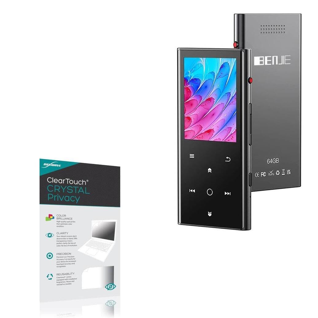 BoxWave Screen Protector Compatible With Benjie MP3 MP4 Player B33 - ClearTouch Crystal Privacy (2-Pack), Privacy Screen Protector Flexible Film Clear