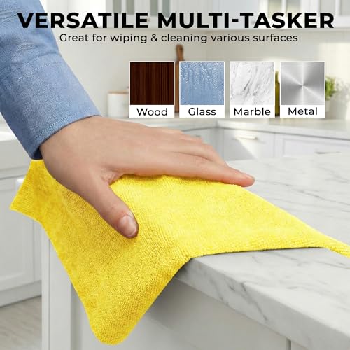 Image of Story@Home Microfiber Cleaning Cloth Roll, Pack of 2, 20 Pcs Each, 4000 Times Washable - 10X Cheaper Than Paper Kitchen Towel Roll - Lint Free Microfiber Cleaning Cloth - Tearable - Grey & Yellow