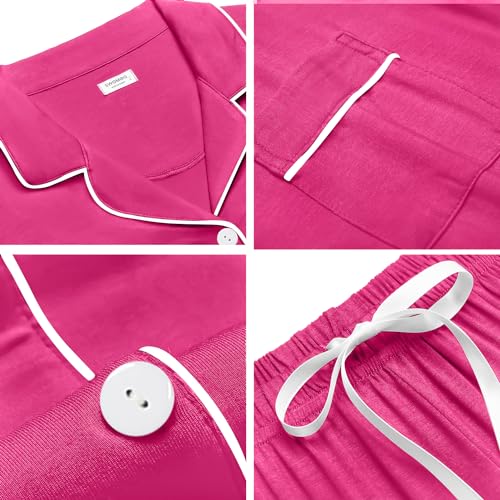 Image of SWOMOG Womens Button Down Pajamas Set Short Sleeve Sleepwear Bride Soft Pj Lounge Sets XS-3XL