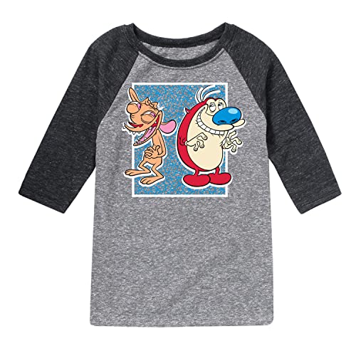 HYBRID APPAREL - Ren & Stimpy - Friendly Laughter - Toddler and Youth Raglan Graphic T-Shirt
