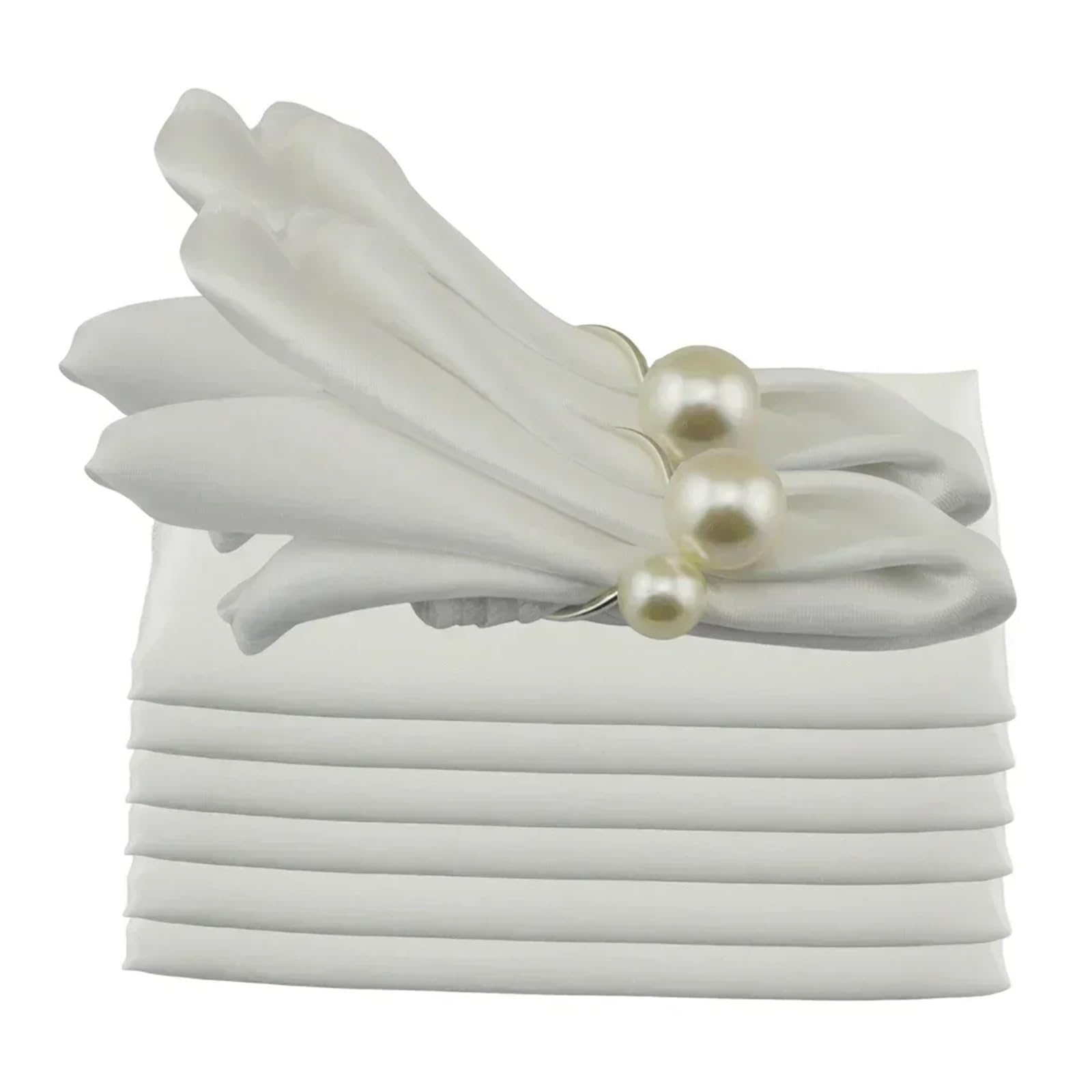 Satin Dinner Napkins 24pcs Shiny Satin Wedding Table Napkins 19"x19" Birthday Party Cloth Napkin Restaurant Coffee/Tea Towels(White)