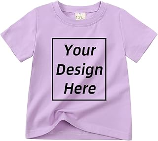 Custom Short Sleeve T-Shirts Add Your Own Text/Logo Design Shirt Personalized Kids Solid Cotton Tee Tops Clothes