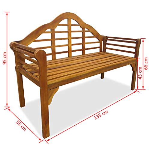 Tidyard Garden Bench, 2 pessoas Banco de jardim Pátio Parque, Jardim, Varanda 134,9 cm Madeira de ac