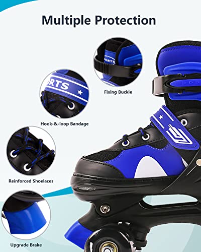 Rollers quad taille réglable bleus pour patinage récréatif enfant - 4