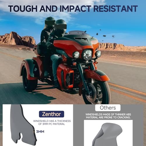 Image of Smoke 4.5 inchMotorcycle Wave Windshield Windscreen Compatible for Harley 2014-2023 Harley Davidson Touring Street Glide /Electra Glide /Ultra Limited /Tri Glide FLHT FLHX FLHXS FLHTK