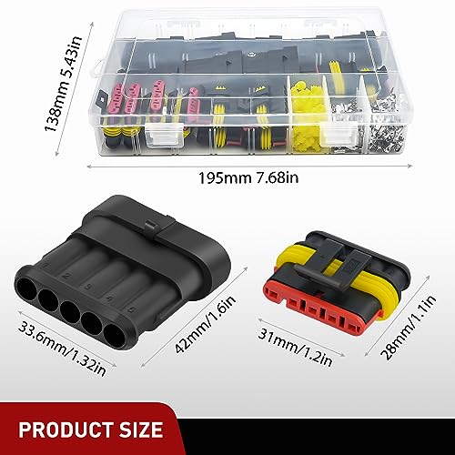 Image of Nilight 220PCS 5 Pin Electrical Connector ‎Plug with Male Female Terminals