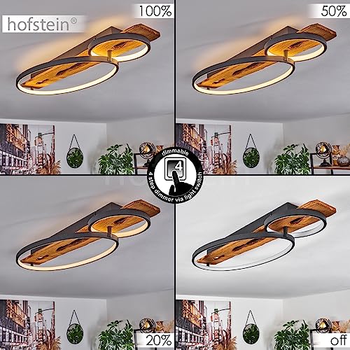 Plafonnier LED Nevogilde dimmable anthracite et bois 30W 3600lm - 3