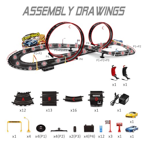 Kids Toy-Electric Powered Slot Car Race Track Set Boys Toys for 6 7 8-12 Years Old Boy Girl Best Gifts