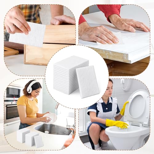 Image of 40 PCS White Non Woven Pads, Light Duty Scouring Pad, Abrasive Surface Scrubber, Non Scratch Scrubbing Pad, Multi Scouring Sponge for Home Workshop Cleaning Polishing(4 x 6 Inch)