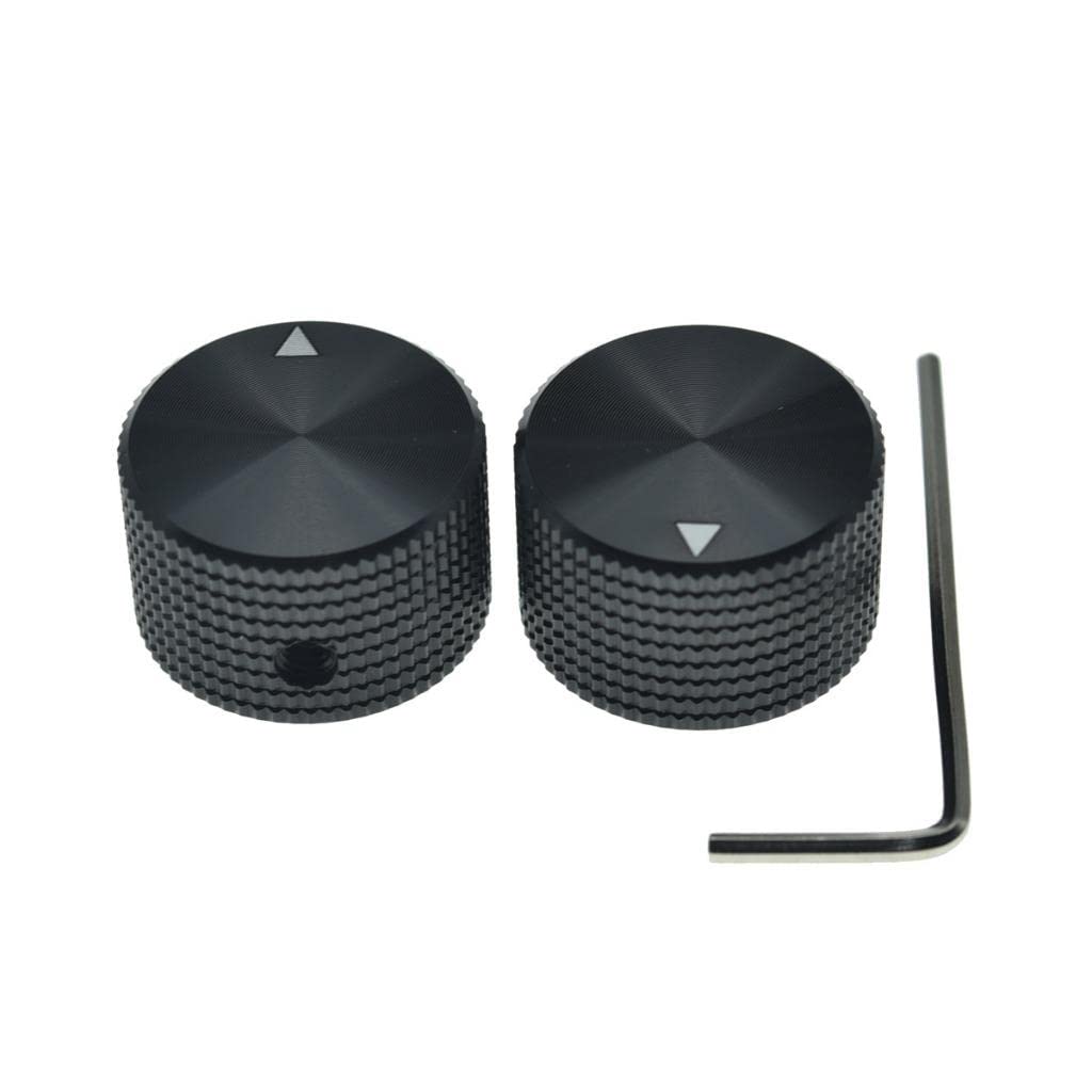 Dopro Manopole per potenziometro, in alluminio, 25 x 15,5 mm, universali da 1/4", con indicatore e vite per chitarra, basso, pedale effetto colore: nero