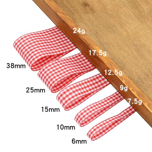 Hrlace Checked Ribbon, 8 Rolls 15 mm Wide, Checked Ribbons for Crafts Mixed Colours, Vichy Check, Decorative Ribbon - Image 2