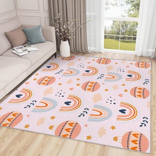 Tapis entrée absorbant et lavable en machine rose 80x120