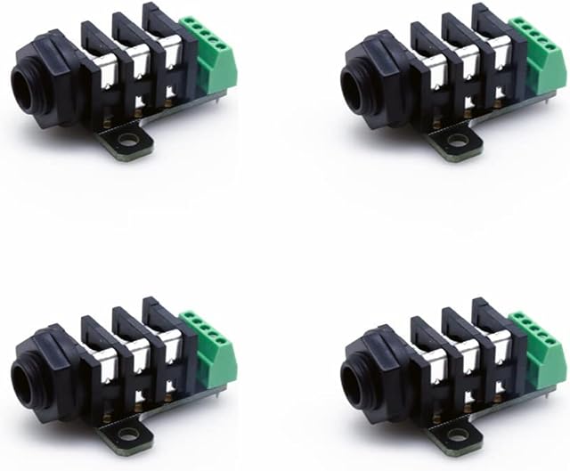 Treedix 4PCS TRS Jack Breakout Board PCB Pannel Mount 6pin 1/4'' 6.35mm Female Socket Stereo Headphone Jack