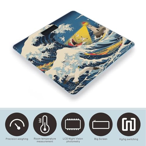 Balanzas de baño digital con diseño japonesa The Great Wave miniatura 3