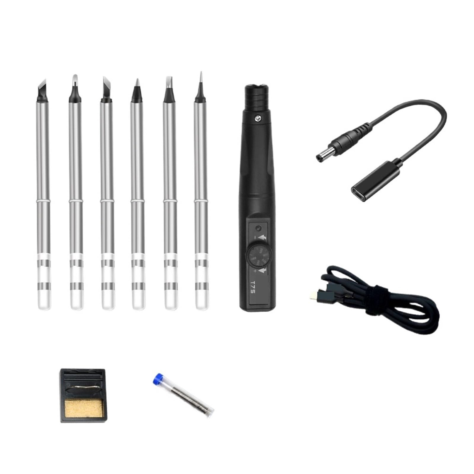 Saldatore Elettrico Intelligente PD/DC 100W Kit Stazione Saldante Portatile A Temperatura Costante Regolabile A Calore Rapido Facile Saldatura Fluida(T75 With 6pc tips)