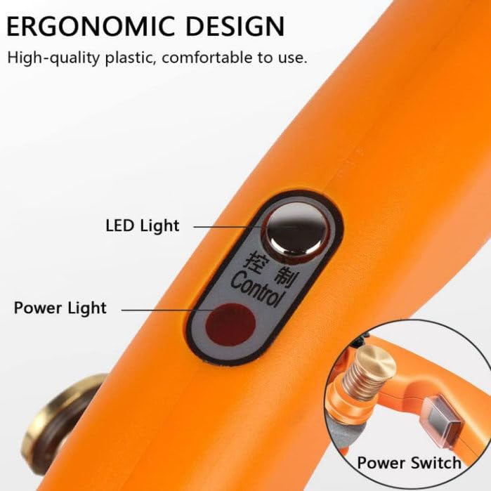 Máquina cortadora de tela eléctrica,altura de corte rotativa 27 mm Cortadora rotativa eléctrica Naranja Motor totalmente de cobre, 5 velocidades ajustables con lámpara LED,100C
