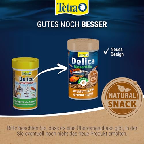 Tetra Delica Daphnia Naturfutter - 100% sonnengetrocknete Wasserflöhe, natürliche Snacks für Zierfische, 100 ml Dose