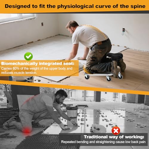 Image of Kneeling Sitting Creeper with 3 inch Casters, Supports 400 lbs, Black