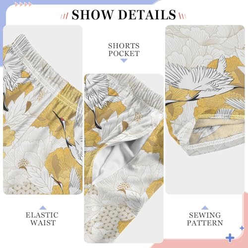 Crane Bird Daisy Boys Long Pants Soft Trousers Elastic Waist Kids Lounge Bottoms with Pockets S-XL4