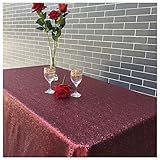 LQIAO Christmas Burgundy Tablecloth Sequin Shimmer Sequin Fabric,120x200cm,More Size Options