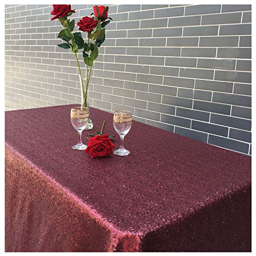 LQIAO Burgundy Sequin Tablecloth Sequin Fabric,120x200cm,More Size Options 50x80in