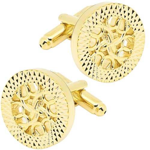 Mancuernillas redondas nudo celta doradas para hombre miniatura 4
