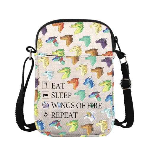 ZJXHPO Dragon Lover Cross Body Bag Eat Sleep Wings Repeat Messenger Bag Bookish Bookworm Shoulder Bag (Wings CB)