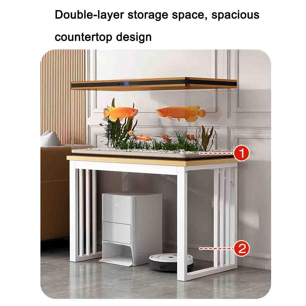 Support D'aquarium Robuste Avec Étagères En Métal, Support D'aquarium Multifonctionnel Pour La Maison, Table D'appoint Avec Rangement, Pour Salon, Chambre À Coucher, Cuisine, Bureau(Gold,90x40x70 cm)