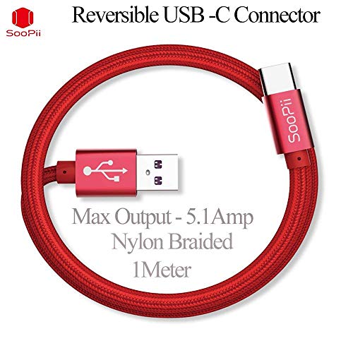 Image of SOOPII C type cable pure copper strong nylon braided USB-C Nylon Coated highly durable fast charging up to 5A USB charger & Sync cable -1 meter,
