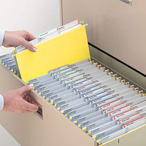 Smead Tuff Hanging File Folder With Easy Slide Tab, 1/3-Cut Sliding Tab, Letter Size, Yellow, 18 Per Box (64044, Rod Color May Vary) #TOP7