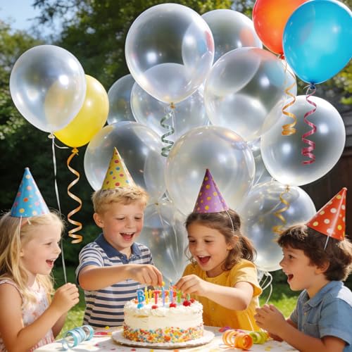 Image of 32Pcs Clear Big Balloons 18 Inch, Round Large Latex Party Balloons for Birthday Wedding Decorations. (clear)