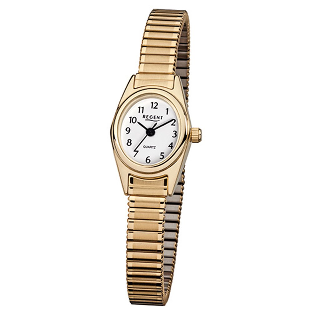 Regent Damenarmbanduhr Edelstahl goldplattiert Zugband F263