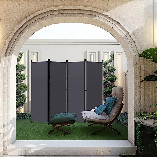 Angel Living Paravent 4 Teilig,Trennwand Raumteiler Paravent raumteiler innen Sichtschutz Wandschirm für Büros Balkon Schlafzimmer Außengarten Grau