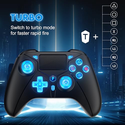 Dinosoo Rgb Wireless Controller For Ps4, Colorful Rgb Lights Controller For Playstation 4/Ps4 Slim/Ps4 Pro With Turbo Programmable Back Button Multi-Touch Pad 6-Axis Motion Sensor 1200Mah Battery thumb #4