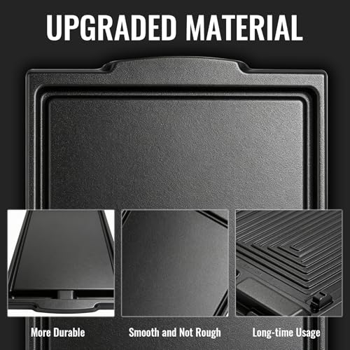 Image of Upgraded W10432544 Cast Iron Griddle for Whirlpool Gas Stove Top Griddle Parts, W10432539 Stovetop Griddle for Whirlpool KitchenAid Jennair Maytag Gas Cooktop Parts Burner Center Griddle Flat Top Pan