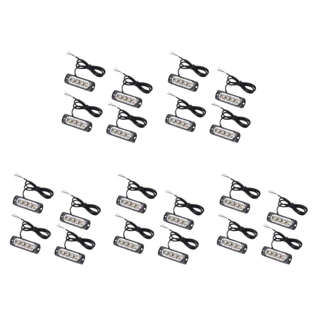 4 luces estroboscópicas de recuperación LED ámbar 12 V 24 V naranja parrilla avería intermitente compatible con vehículos automotrices