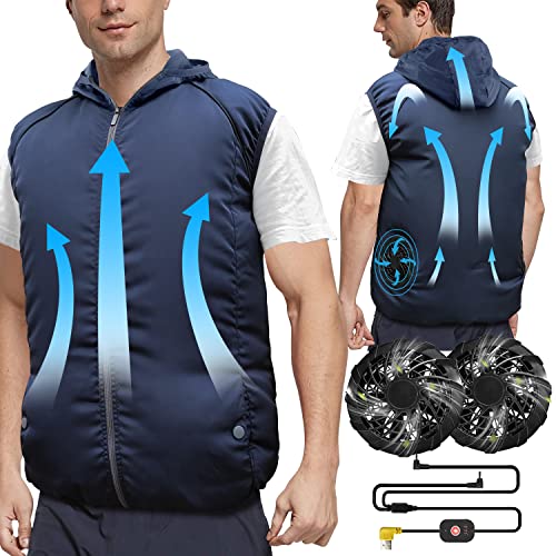 NJDGF Cooling Vest with 2 Fans - Battery Powered Air conditioned Clothes, 3 Speed Adjustable, Cool Vest for Hot Weather