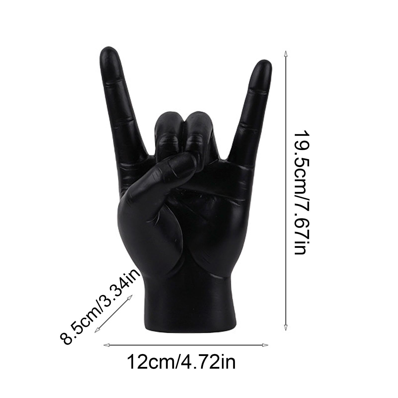 Statue Main Rock And Roll - Décoration Intérieure En Résine, Geste "I Love You" Ou Signe Rock, 12x8,5x19,5 Cm