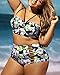LALAGEN Women's Strappy Hollow Out Floral Swimwear Plus Size High Waist Bikini Sets Black XXXL