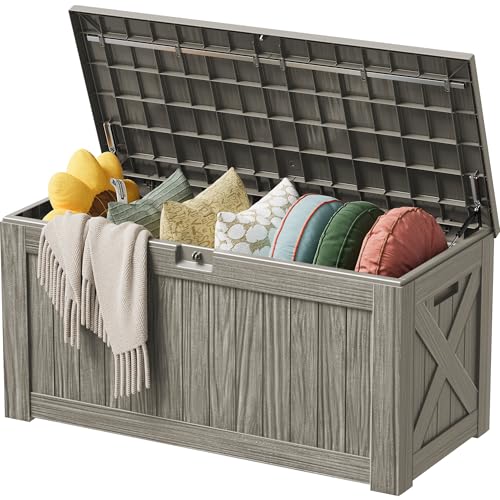 Image of Devoko 125 Gallon Outdoor Storage Box, Waterproof Resin Deck Box