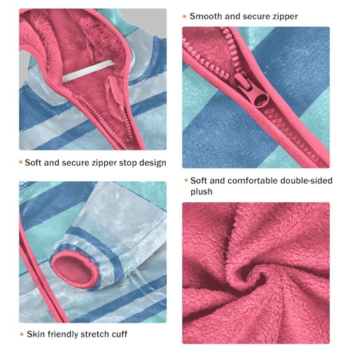 GuoChe Stripes Blue Big Girls Jackets With Sherpa Lining3