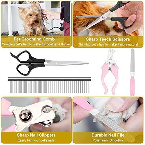AerWo Dog Clippers Pet Grooming Clipper, Upgraded Low Noise Dog Cat Hair Trimmer Cutter, USB Rechargeable Shavers Electrical Pet Professional Grooming Machine Tool